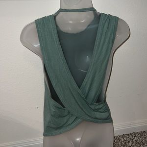 NWOT Amazon Brand - Teal Green - Cross-X Open Back Gym Tank
